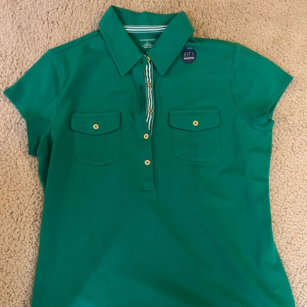 Lands' End Vibrant Green Polo Shirt